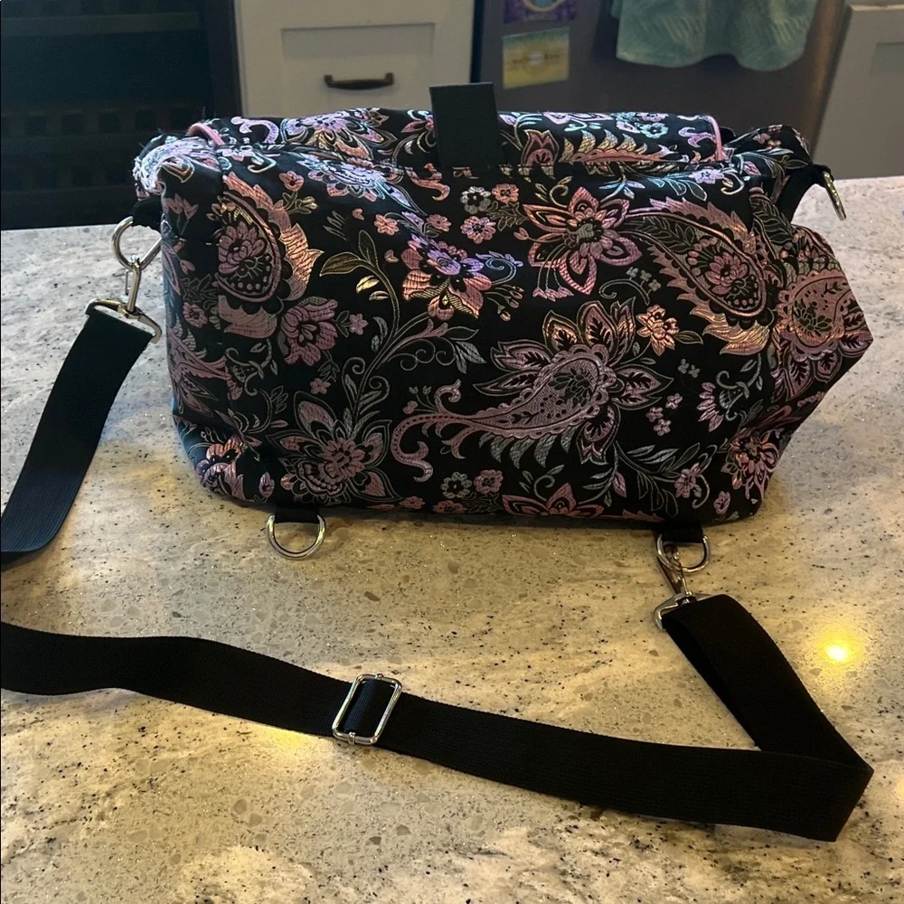 Floral Black and Pink Women's Bag - Picture 5 of 8